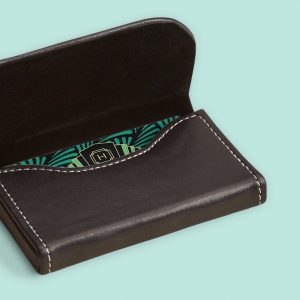 Black Leather Horizontal Business Card Holders - Image 1