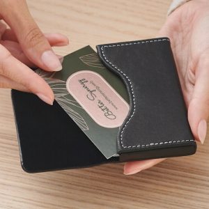 Black Leather Horizontal Business Card Holders - Image 2