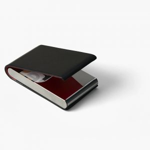 Black Leather Vertical Business Card Holders - Image 1
