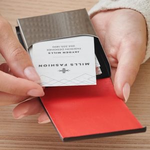 Black Leather Vertical Business Card Holders - Image 2