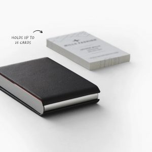 Black Leather Vertical Business Card Holders - Image 3